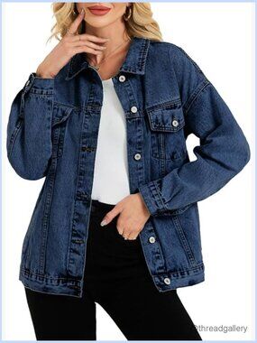 Oversized Denim Jacket Boyfriend Jean Jacket Trendy Loose Shacket Trucker Coat
